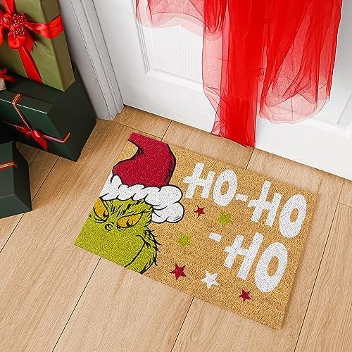 Gertmenian Disney Mickey Mouse Doormat Rug Retro Front Door Coir Mat Welcome Home Indoor Outdoor Entryway Carpet, 2-Pack 20x34, The Grinch Ho Ho Ho/Santa