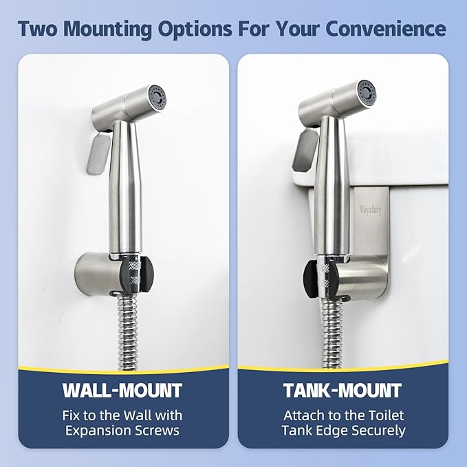 Handheld Bidet Sprayer for Toilet 2 PCS - Bidets for Existing Toilets Adjustable Water Pressure with Bidet Hose for Feminine Wash, Stainless Steel Muslim Shower Jet Spray for Toilet