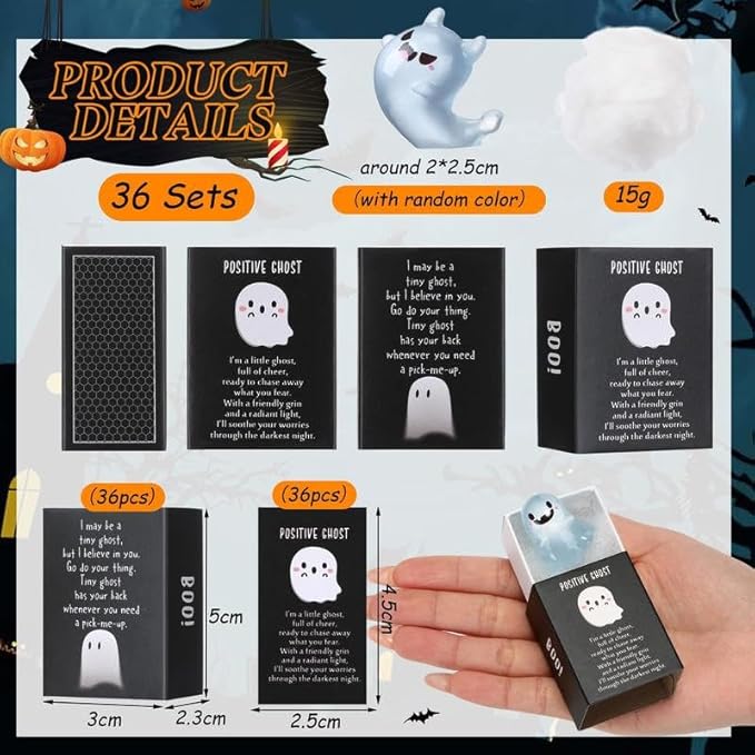 32 Sets Halloween Mini Ghost Figures with Box, Glow in The Dark Mini Resin Ghosts, Luminous Ghost Miniature Resin Figurines for Halloween Party Favors (1PCS D)
