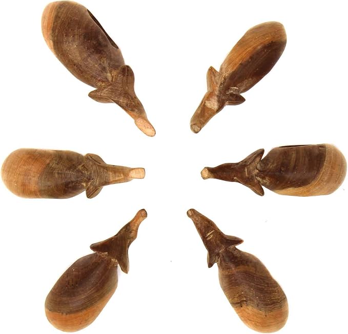 Handcarved Mahogany Wooden Napkin Ring Holders, Elephant, Set of 6 (KWF012_E)