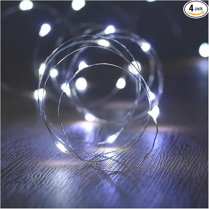 ANJAYLIA Fairy Lights, 4 Pack String Lights 10ft 30 LED Twinkle Lights for Wedding, Bedroom, Party, Christmas, White