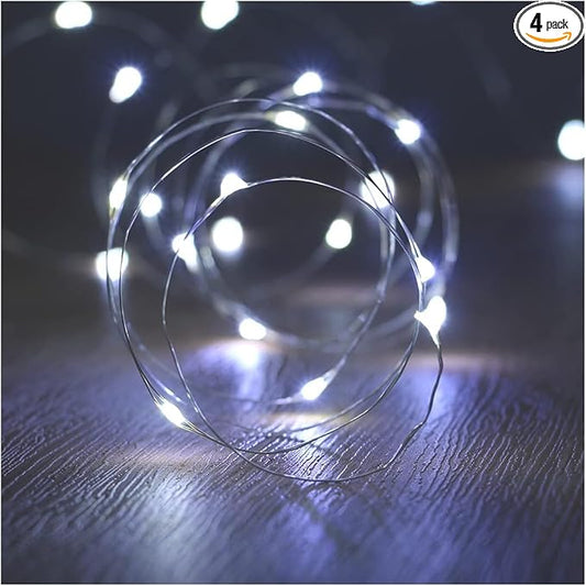 ANJAYLIA Fairy Lights, 4 Pack String Lights 10ft 30 LED Twinkle Lights for Wedding, Bedroom, Party, Christmas, White