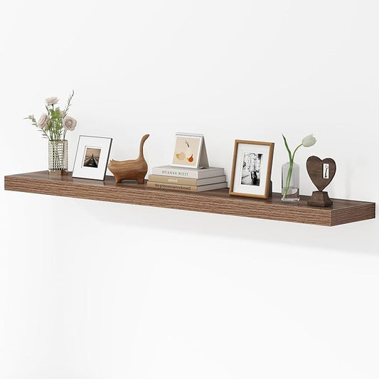 Dreamland 55 Inches Floating Shelves for Wall, 9.3" Deep Long Floating Shelves Set of 1, Large Display & Storage Shelf, Wall Shelf for Bathroom Bedroom Living Room Kitchen Office, Walnut