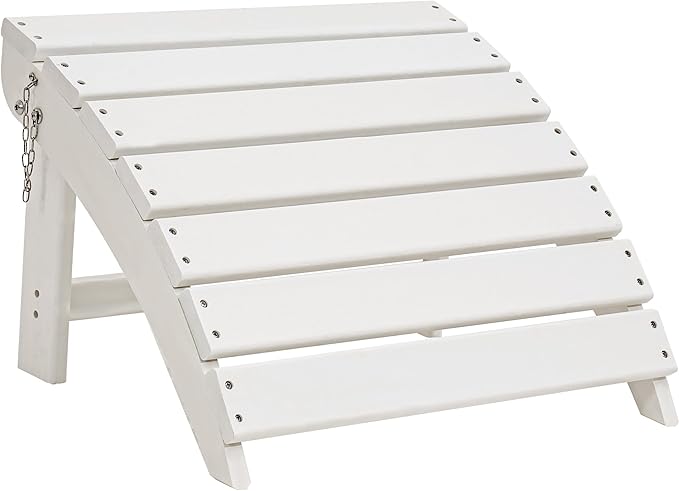 Sundale Outdoor Folding Plastic Adirondack Ottoman, All-Weather Adirondack Chair Footrest, Fade and Rust Resistant, Perfect for Outside Patio Garden Pool Yard White