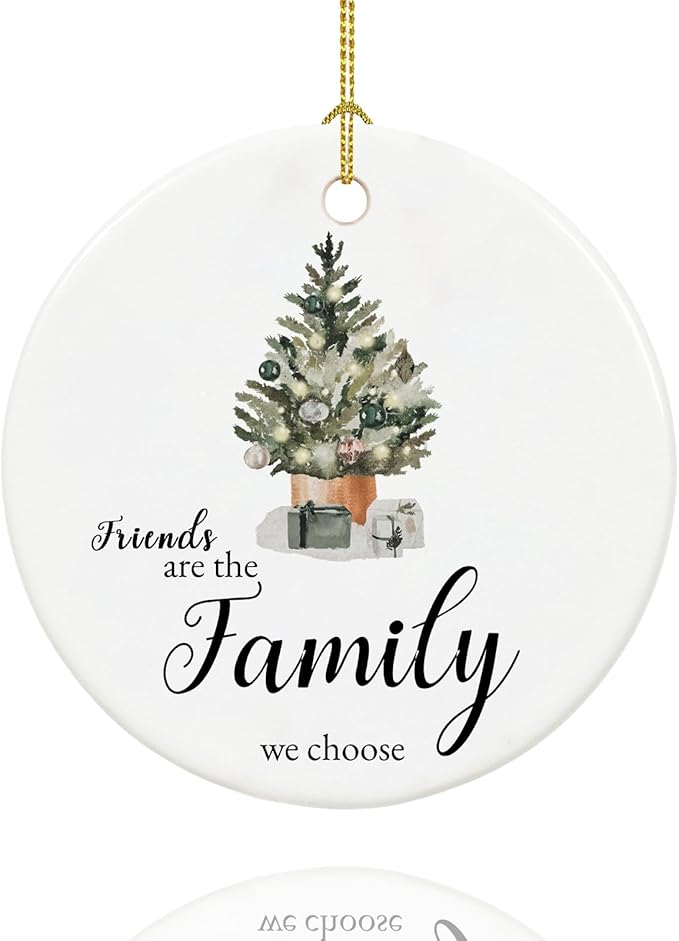 Friend Ornament 2025, Friendship Christmas Ornaments for Friends, Ceramic Keepsake Friends Christmas Ornaments with Ribbon and Box