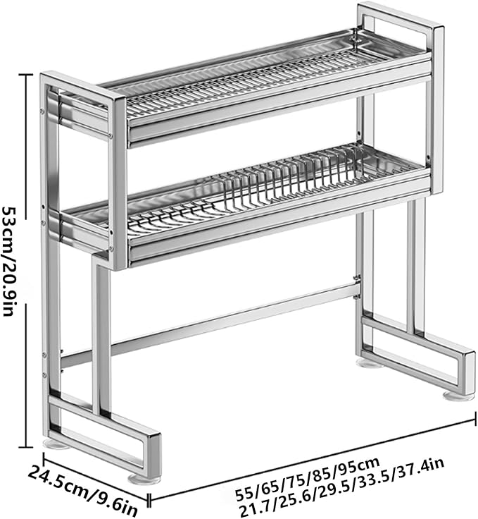 Kitchen Sink Rack Sink Above The Dish Drain Dish Washing Rack Stainless Steel Multifunctional Dish Storage Rack,Over The Sink Drying Rack for Dishes(2,75cm/29.5in)