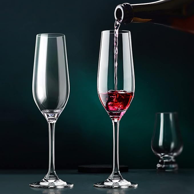 6 oz Champagne Flutes Glass, Wine Flutes Set of 12, for Champagne, Wine, High-End Banquets, Parties, Bars, Weddings, Gifts (12pcs)