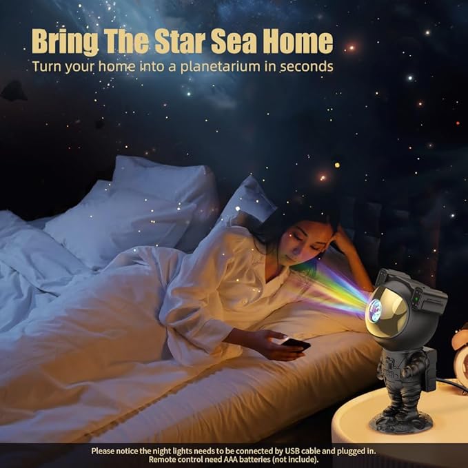 Astronaut Galaxy Projector Night Light with Timer and Remote Star Starry Nebula LED Lamp, Gift for Kids and Adults for Bedroom, Christmas, Birthday, Valentine's Day etc. (Black-Golden)