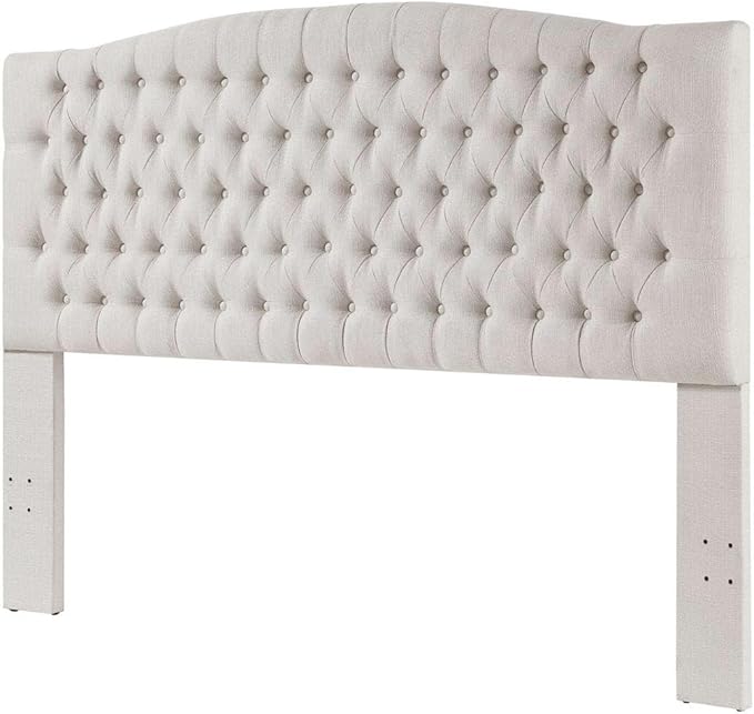 24KF Upholstered Tufted Button Linen Fabric Headboard,Comfortable Fashional Headboard King/CA King Size,Ivory