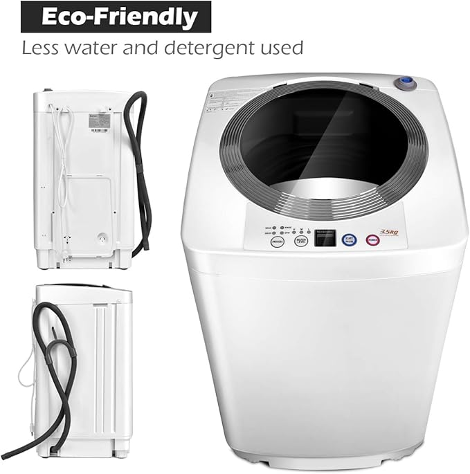 Giantex Portable Washing Machine, Full Automatic Washer and Dryer Combo, with Built-in Pump Drain 8 LBS Capacity Compact Laundry Washer Spin Dryer for Apartment RV Dorm