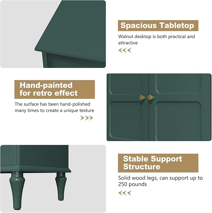 ARTPOWER 67'' Mid-Century Modern TV Stand with Storage Drawer and Doors, Long TV Stand with Adjustable Shelves for 75 Inch TV for Living Room, Bedroom, Green