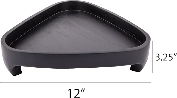 Mango Wood Serving Triangular Tray – 12x11.5x3.25 Inch Decorative Tray for Serving in Bed, Appetizers, Table, BBQ, Patio, Party – Perfect for Lap and Couch Use, Matt Finish, Black