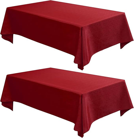 Fitable Faux Linen Christmas Tablecloths 2 Pack, Burlap Textured Fabric Rectangle Table Cloth, Elegant Decorative Table Covers for Winter Holiday Dinner Party Farmhouse (Red, 54 x 78 Inch)
