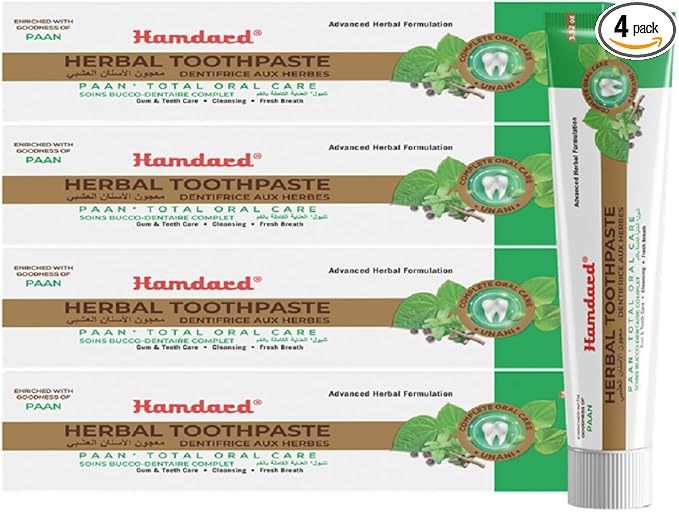 Hamdard Paan Total Oral Care Toothpaste – 100g (Pack of 4) | Herbal Ayurvedic Toothpaste with Paan Flavor | Fluoride-Free | Gum Care, Fresh Breath & Natural Oral Hygiene