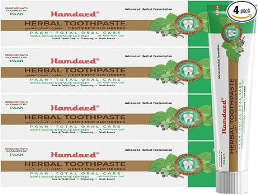Hamdard Paan Total Oral Care Toothpaste – 100g (Pack of 4) | Herbal Ayurvedic Toothpaste with Paan Flavor | Fluoride-Free | Gum Care, Fresh Breath & Natural Oral Hygiene