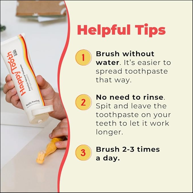 Happy Tooth Hydroxyapatite Toothpaste, Fluoride Free, Natural Whitening for Kids, Toddlers and Adults, SLS Free, Enamel Safe, Dentist Formulated with Clean Ingredients, Sweet Orange Flavor, 3.4oz