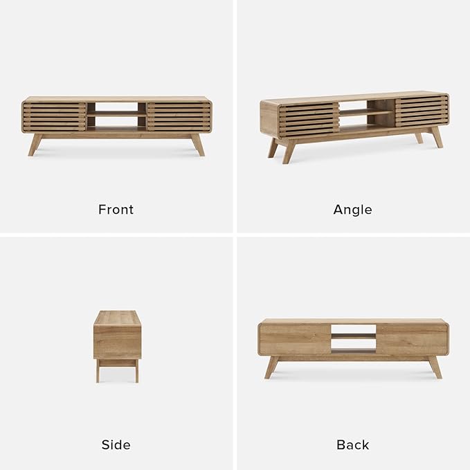 mopio Ensley TV Stand, Mid Century Modern for 55/60/65 inch TV, Farmhouse TV Stand, Entertainment Center with Storage, TV and Media Consol for Living Room (Oak, 59")