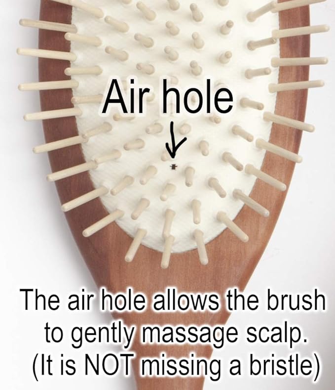 Desert Breeze Natural Wood Bristle Hair Brush, Gentle Scalp Massage, Pear Wood Handle, Made in Germany, For All Hair Types, Rounded Wooden Pins, Anti-Static