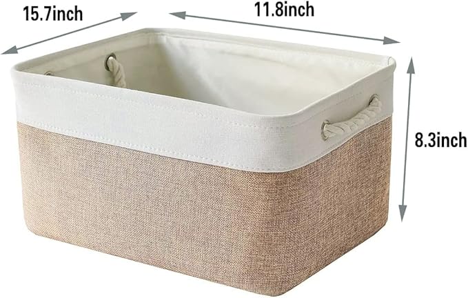 Storage Basket Fabric Sturdy Canvas Storage Bins Organizer with Handles for Clothes and Storage Foldable Storage Boxes Cubes