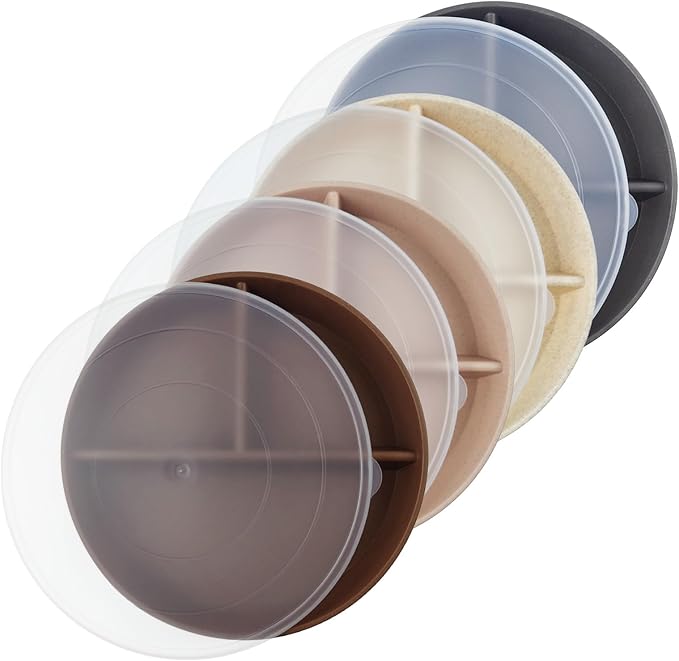 greenandlife 9 Inch 4PCS Portion Control Plates with Lids, Divided Plates for Kids Adults, Dishwasher Microwave Safe Compartment Plate, Unbreakable Lightweight Reusable Wheat Straw Plate, Earth Tone