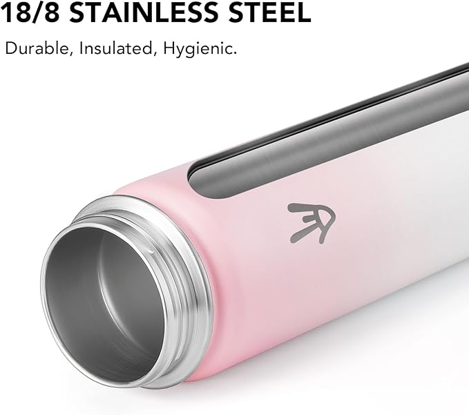 Enerbone 24 oz Insulated Water Bottle, Stainless Steel Bottle with Carrying Strap, Double-Wall Vacuum Insulation Design, Leakproof Sports Bottle with Straw, Keep Drinks Cold or Hot for Hours