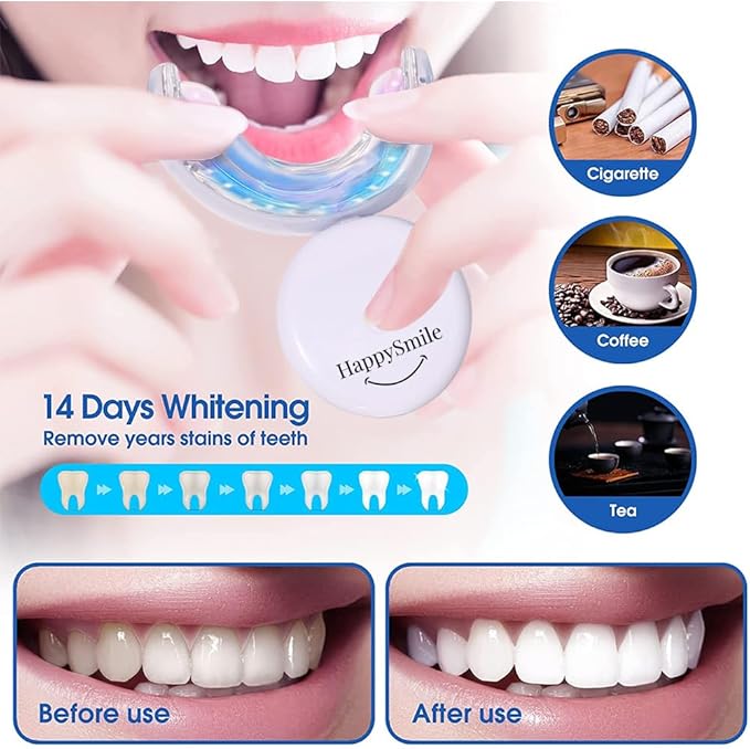 HappySmile LED & Pen Teeth Whitening Kit - Professional Oral Care for White Teeth - Includes Teeth Whitening Pen & LED for a Brighten Your Smile - Premium Teeth Whitening kit