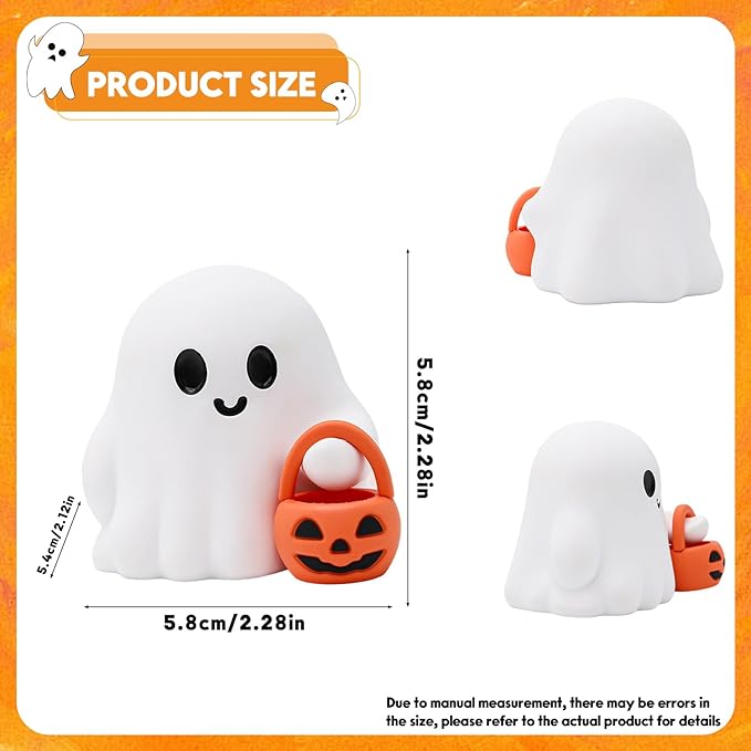 Halloween Ghost Figurine, Funny Spooky Resin Ghost with Pumpkin Basket Statue, Cute Decor for Halloween Decorations Indoor, Porch and Indoor Spooky Home Decor Gifts
