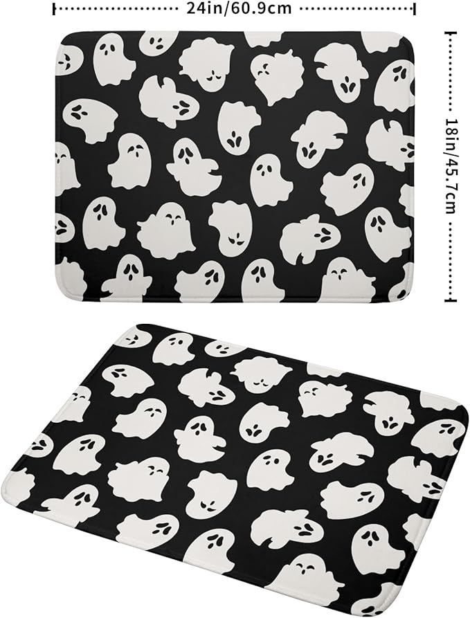 Halloween Dish Drying Mat for Kitchen Counter Cute Ghost Holiday Super Absorbent Reversible Microfiber Kitchen Countertop Protector Dishes Pad Large 18x24 inch