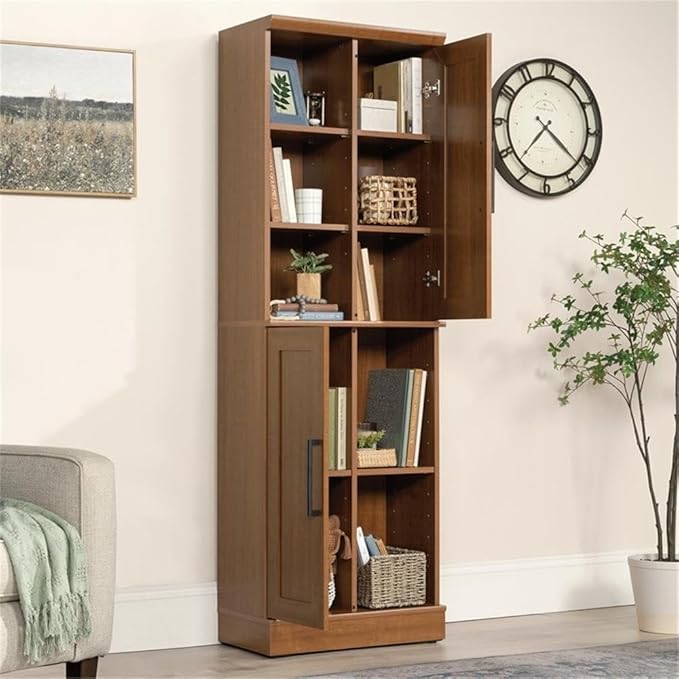 Sauder HomePlus Multi-Room Storage Cabinet with Adjustable Shelves and Door Positioning, Kitchen Laundry Bathroom Pantry Storage Cabinet, in Sienna Oak Finish