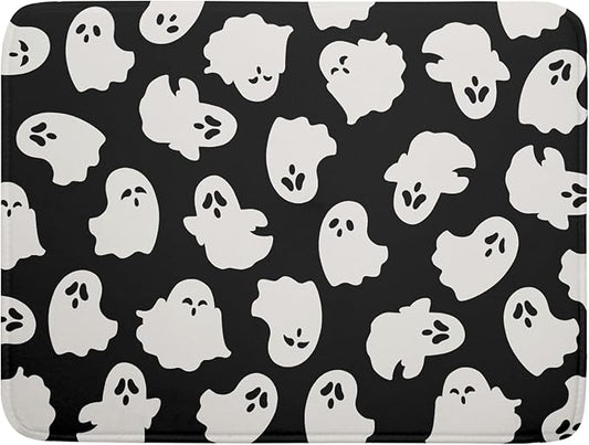 Halloween Dish Drying Mat for Kitchen Counter Cute Ghost Holiday Super Absorbent Reversible Microfiber Kitchen Countertop Protector Dishes Pad Large 18x24 inch