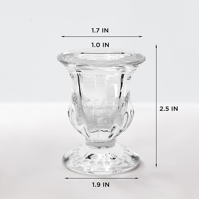 Glass Candle Holders Set of 24- Clear Candlestick Holders & Taper Candle Holders for Wedding Centerpiece Table Decorations, Valentines Day Decor, Party and Romantic Dinner