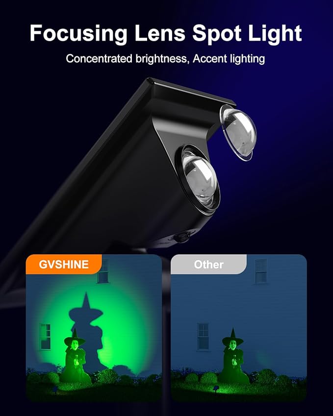 6 Pack Color Changing Solar Power Spot Lights for Halloween Decorations, Skeletons, Tombstones, Ghost, Outdoor Waterproof LED Landscape Spotlight Lamp for Outside Yard, Tree, Flag, Garden, Statues