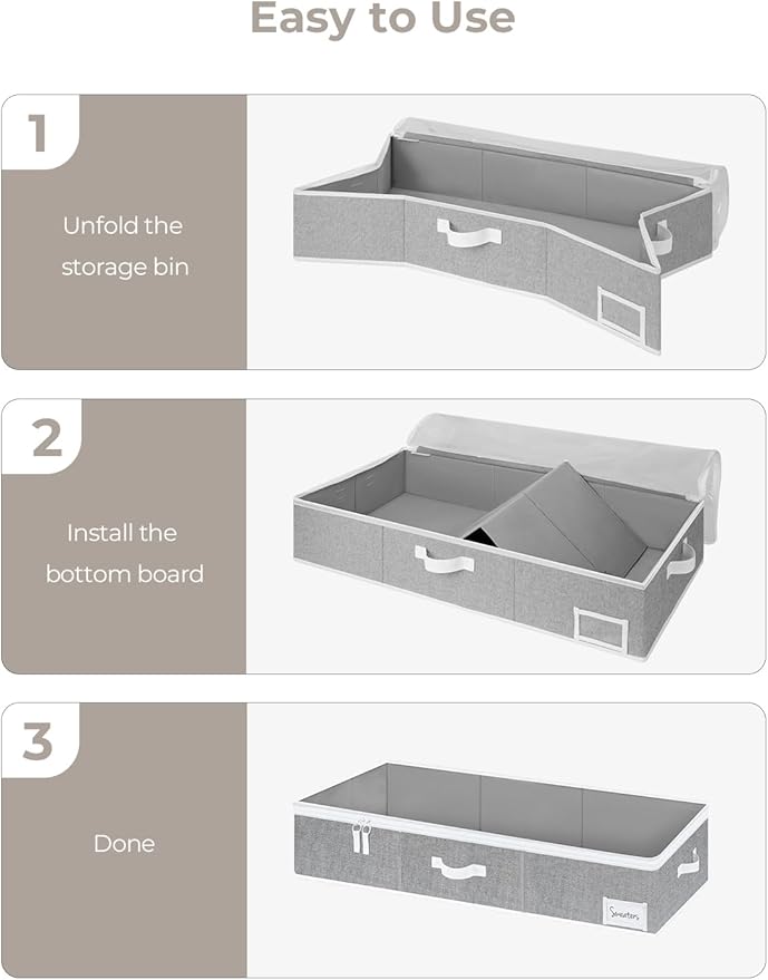 StorageWorks Large Under Bed Storage Containers with Handles and Label Holder, 2 Pack Ultra-thick Fabric Underbed Bins, Closet Organizer for Clothes, Blankets, Sweater