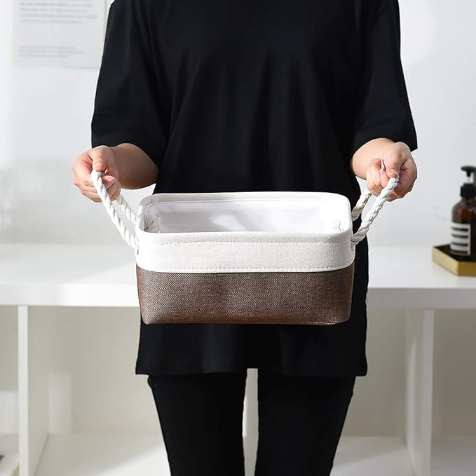 Small Storage Baskets for Shelves,Fabric Storage Baskets for Closet,Rectangular Collapsible Baskets for organizing Clothes,Books,Gifts