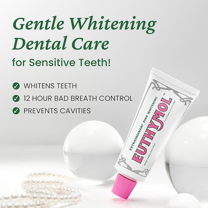 EUTHYMOL Whitening Toothpaste (3.7fl oz*5, Pack of 5) - Stain Removal in 2 Weeks, Long-Lasting Freshness for Sensitive Gum & Teeth. Bad Breath, Cavity Prevention. Recyclable Aluminum Tube
