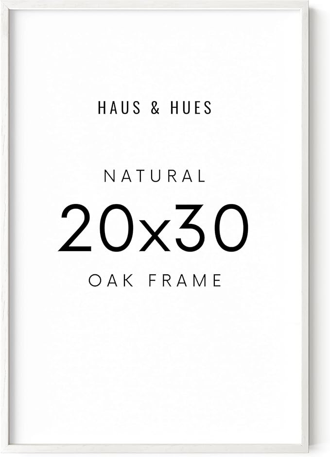 HAUS AND HUES 20 x 30 Frame -20 By 30 Picture Frame, 20x30 Poster Frame Wood, Big 20 Inch x 30 Inch Frame, Natural 30x20 Picture Frame, 20 x 30 Picture Frame (20x30 White Frame)
