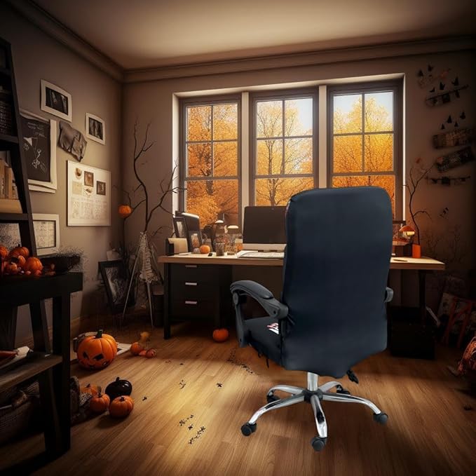 Halloween Office Chair CoversHorror Bloody Handprints Footprints on White Horror Theme Print Stretchable Slipcover for Modern Simplism Style High Back Boss Chair(No Chair) (Halloween08, L)…