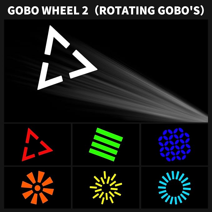 DJCLUB Moving Head Lights LED 100W Spot Effect with 6 Rotating & 7 Gobos 8 Colors Projector 5-Facet Prism by DMX512 Control Stage Lights for Disco Bar Wedding Party (LED 150W Moving Head)