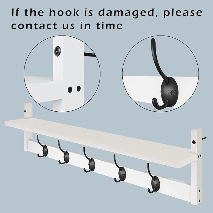 AMBIRD Wall Hooks with Shelf | Entryway Hanging Wood Coat Hooks | Wall-Mounted Rack with 5 Dual Hooks | Bathroom, Living Room, Bedroom (Modern).