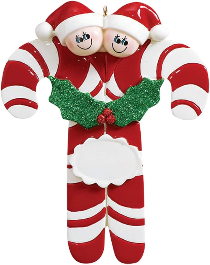 3D Personalized Our First Christmas Ornament 2025 | Custom Candy Cane Couple Ornaments Holiday Couples Ornament 2025 Family of 2 Unique for a Couple Ornaments Couples Unique Gifts