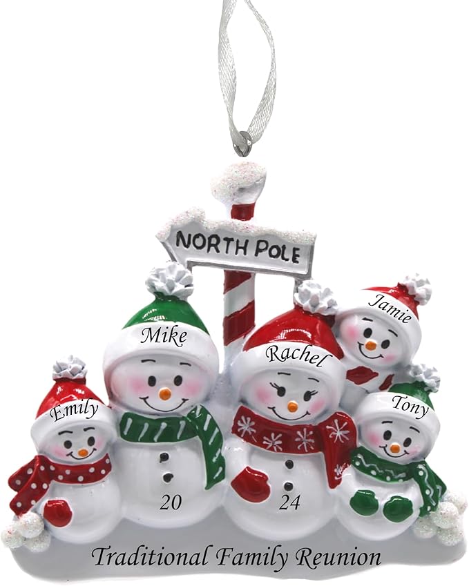 2025 Family Christmas Ornament – Personalized Ornament for Families – Custom Snowman Family Ornament – Holiday Tree Decoration Keepsake Gift (Snowman Family of 5)