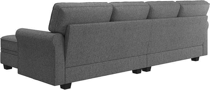 HONBAY Convertible Sectional Sofa with Storage U Shaped Sectional Couch with Reversible Chaise Small Sectional Couches for Living Room,Grey