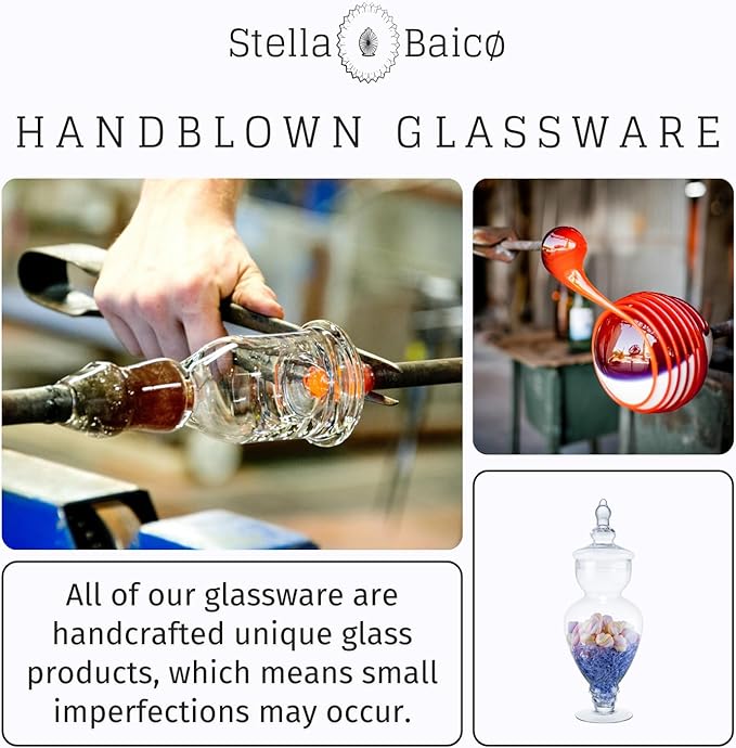 Large Apothecary Jars Glass, Clear Glass Candy Jar wiht Lids, Elegant Glass Candy Containers, Decorative Glass Jars for Wedding, Display and Party (Height: 15", Diameter: 6.7")