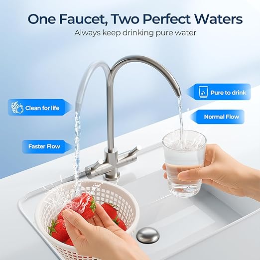 Ecoviva Under Sink Reverse Osmosis System, 8-Stage Water Filtration System, 600 GPD Water Purifier, Fast Dispense, 2.5:1 Pure to Drain, Easy Installation, Reduce PFAS, NSF/ANSI 58 Certified