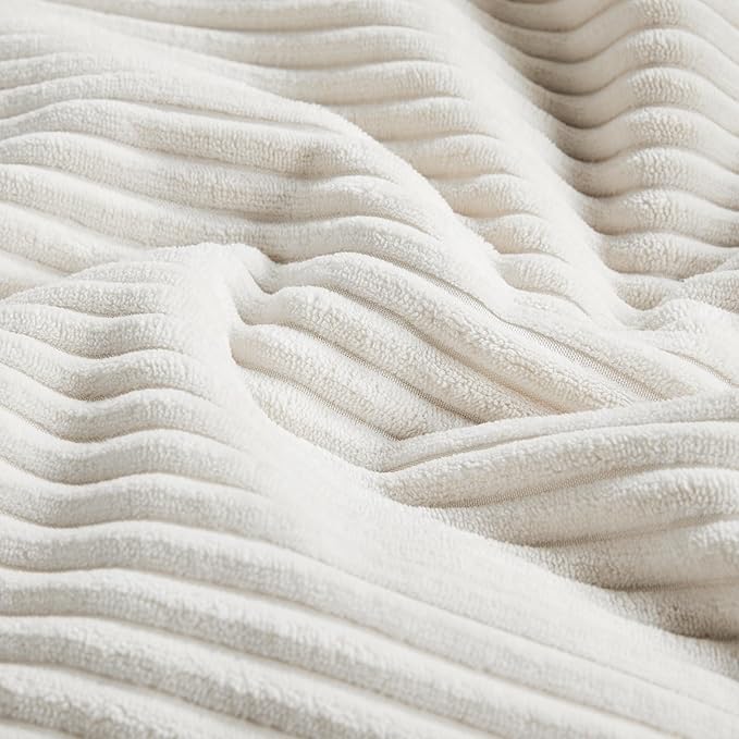 Fancy Homi 2 Packs Cream White Decorative Throw Pillow Covers 22x22 Inch for Living Room Couch Bed, Rustic Farmhouse Boho Home Decor, Soft Corss Corduroy Patchwork Accent Square Cushion Case 55x55 cm