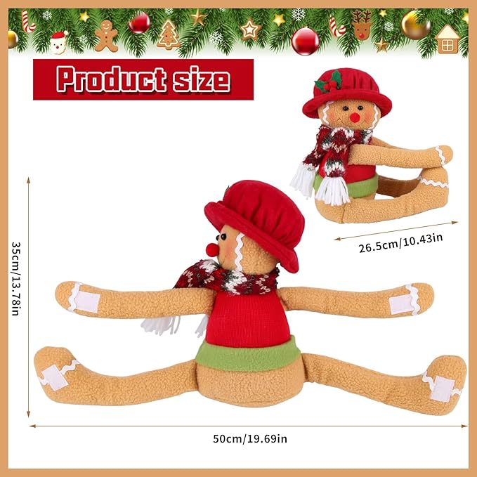 Gingerbread Christmas Tree Topper Decorations, Unique Funny Xmas Gingerbread Ornament Doll Plush Tree Hugger Decor for Wine Bottle Curtain Christmas Tree Ginger Bread Home Decor (Female Gingerbread)