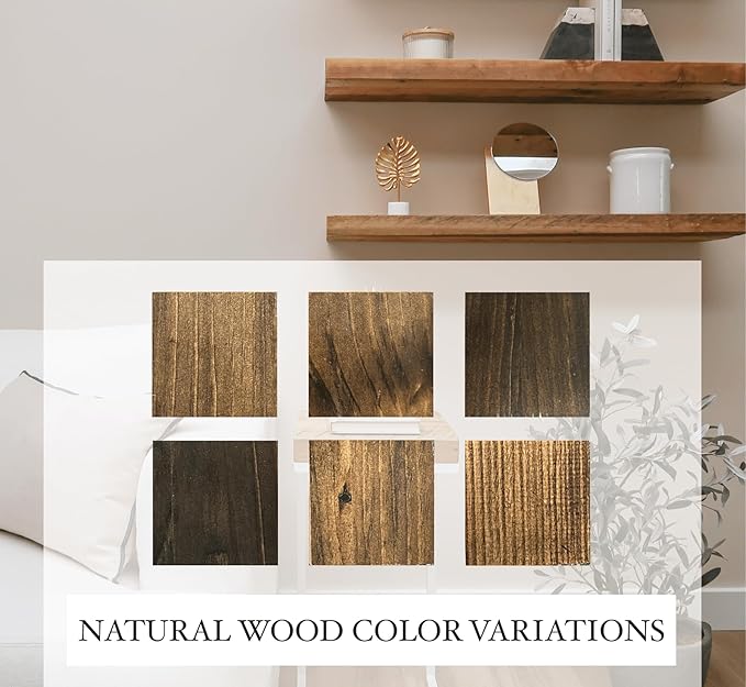 Rustic Shelves with J-Brackets Set of 2, Industrial Shelf, Kitchen Shelves, Solid Wood, Decorative Wall Storage, Heavy Duty, URBANDI (Dark Brown, 36Wx10D)