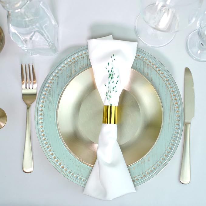 13" Vintage Charger Plates, Beaded Chargers for Dinner Plates Set of 6, Reusable Decorative Charger Plate Set Bulk Wedding, Turquoise