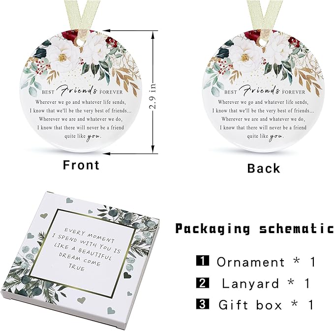 Friend Ornaments 2025 Best Friend Ornament Christmas Ornament Friendship Besties Forever Ornament Friends Tree 2.9"