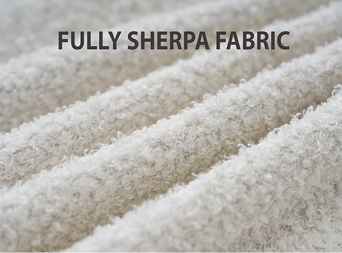 VanAcc Sofa Bed, Sleeper Sofa- 2 in 1 Pull Out Couch Bed with Storage Chaise for Living Room, White Sherpa 84in x 59in x 39in